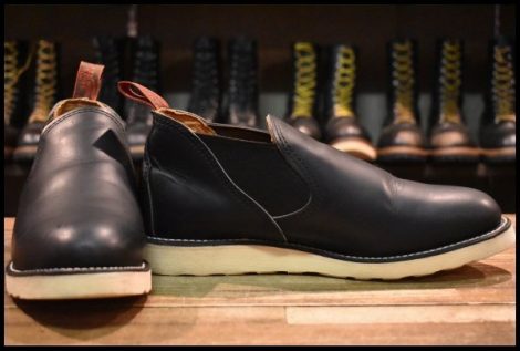 【9E 美品 18年】レッドウィング 8142 ロメオ サイドゴア 黒 ブラッククローム ローカット 短靴 ブーツ redwing HOPESMORE