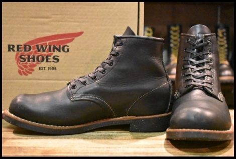 【7.5D 箱付 良品 17年】レッドウィング 9160 ブラックスミス 黒 ブラック プレーントゥ ラウンドトゥ 編み上げ ブーツ redwing HOPESMORE