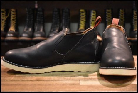 【9E 美品 18年】レッドウィング 8142 ロメオ サイドゴア 黒 ブラッククローム ローカット 短靴 ブーツ redwing HOPESMORE