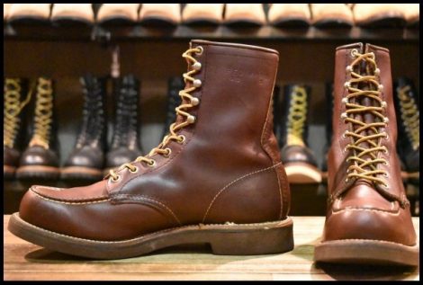 【9B 美品 旧羽タグ 85年12月刻印】レッドウィング 214 赤茶 ブラウン ビンテージ モック レースアップ ブーツ redwing HOPESMORE