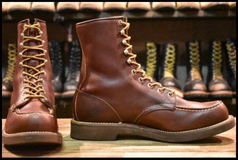 【9B 美品 旧羽タグ 85年12月刻印】レッドウィング 214 赤茶 ブラウン ビンテージ モック レースアップ ブーツ redwing HOPESMORE