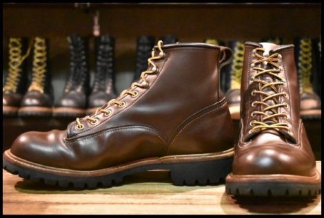【9.5D 良品 08年】レッドウィング 2933 ビブラム ラインマン 茶 ブラウン チョコレート クローム 編み上げ ブーツ redwing HOPESMORE
