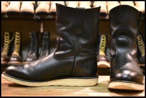 【9E 良品 18年】レッドウィング 8169 ペコス 黒 ブラッククローム プルオン クッションソール ブーツ redwing pecos HOPESMORE