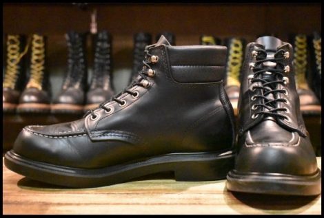 【9E 美品 23年】レッドウィング 8133 スーパーソール 黒 ブラッククローム モックトゥ 編み上げ ブーツ redwing HOPESMORE