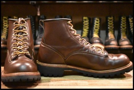 【9.5D 良品 08年】レッドウィング 2933 ビブラム ラインマン 茶 ブラウン チョコレート クローム 編み上げ ブーツ redwing HOPESMORE