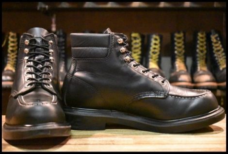 【9E 美品 23年】レッドウィング 8133 スーパーソール 黒 ブラッククローム モックトゥ 編み上げ ブーツ redwing HOPESMORE