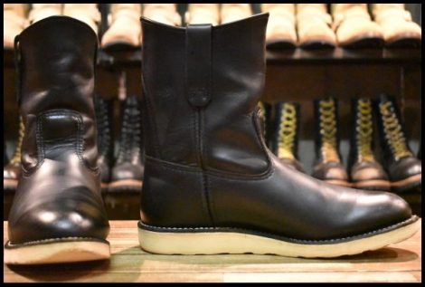 【9E 良品 18年】レッドウィング 8169 ペコス 黒 ブラッククローム プルオン クッションソール ブーツ redwing pecos HOPESMORE