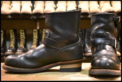 【9.5D 良品 11年】レッドウィング 2976 ショート エンジニア 黒 ブラッククローム スチールトゥ プルオン ブーツ redwing HOPESMORE