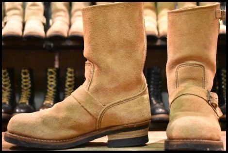 【7.5D 良品 18年】レッドウィング 9269 エンジニア タン ブルハイド ラフアウト スチールトゥ ベージュ ブーツ redwing 8268 HOPESMORE