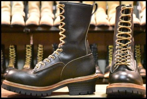 【8D 良品 PT91刺繍 98年】レッドウィング 2210 ロガー 黒 ブラッククローム スチールトゥ レースアップ ブーツ 2218 redwing HOPESMORE