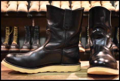 【10E 良品 羽タグ 98年】レッドウィング 8169 ペコス 黒 ブラッククローム プルオン クッションソール ブーツ redwing pecos HOPESMORE