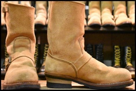 【7.5D 良品 18年】レッドウィング 9269 エンジニア タン ブルハイド ラフアウト スチールトゥ ベージュ ブーツ redwing 8268 HOPESMORE