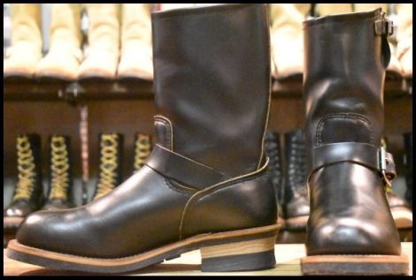【8.5D 美品 PT91プリント 95年】レッドウィング 2268 エンジニア ブーツ 黒 ブラック クローム スチールトゥ redwing HOPESMORE