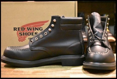 【9.5E 箱付 未使用 14年】レッドウィング 8133 スーパーソール 黒 ブラッククローム モックトゥ レースアップ ブーツ redwing HOPESMORE