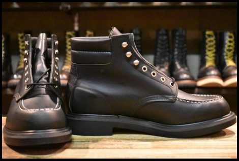 【9.5E 箱付 未使用 14年】レッドウィング 8133 スーパーソール 黒 ブラッククローム モックトゥ レースアップ ブーツ redwing HOPESMORE