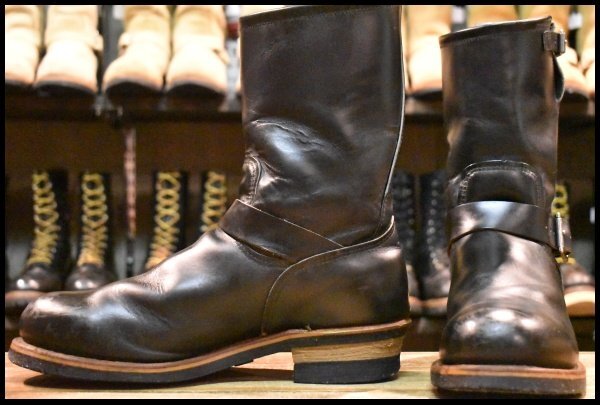 【10D 良品 PT99刺繍】レッドウィング 2268 エンジニア 黒 ブラッククローム スチールトゥ プルオン ブーツ redwing HOPESMORE