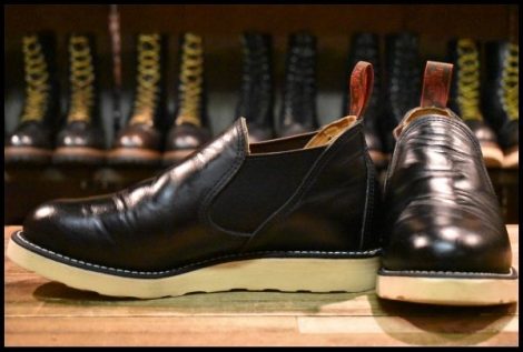 【7E 美品 16年】レッドウィング 8142 サイドゴア 黒 ブラッククローム ローカット プレーントゥ 短靴 ブーツ redwing HOPESMORE