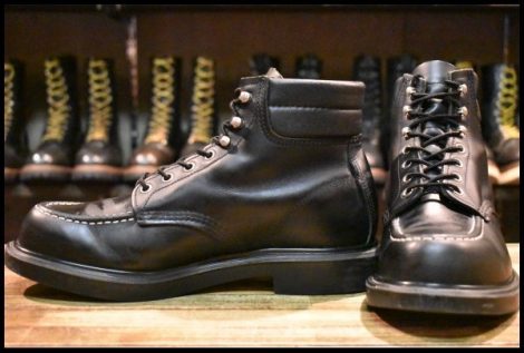 【9E 美品 17年】レッドウィング 8133 スーパーソール 黒 ブラッククローム モックトゥ 編み上げ ブーツ redwing HOPESMORE