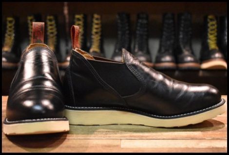 【7E 美品 16年】レッドウィング 8142 サイドゴア 黒 ブラッククローム ローカット プレーントゥ 短靴 ブーツ redwing HOPESMORE