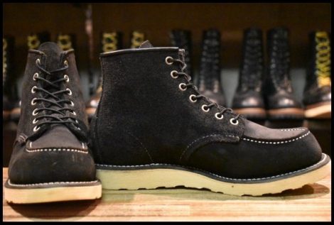 【7.5E 美品 10年】レッドウィング 8874 黒スエード アイリッシュセッター ブラック ラフアウト モックトゥ ブーツ redwing HOPESMORE