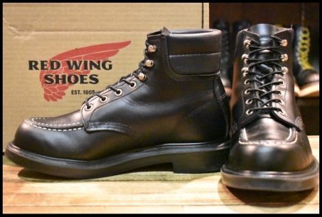【7.5E 箱付 美品 23年】レッドウィング 8133 スーパーソール 黒 ブラッククローム モックトゥ レースアップ ブーツ redwing HOPESMORE