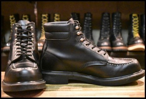 【9E 美品 17年】レッドウィング 8133 スーパーソール 黒 ブラッククローム モックトゥ 編み上げ ブーツ redwing HOPESMORE