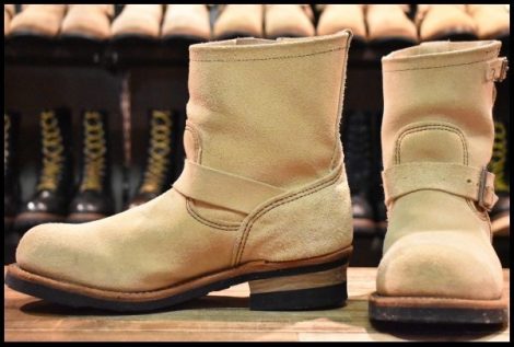 【8.5D 良品 11年】レッドウィング 2965 ショート スエードエンジニア ホーソーンアビレーンラフアウト ベージュ ブーツ redwing HOPESMORE