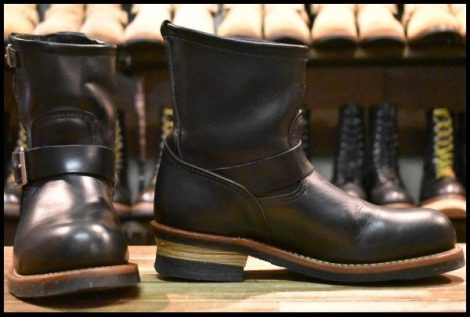 【7D 箱付 良品 11年】レッドウィング 2976 ショート エンジニア 黒 ブラッククローム スチールトゥ ブーツ redwing HOPESMORE