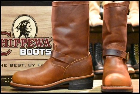 【8.5E 箱付 美品 黒タグ】Chippewa チペワ エンジニア 91066 茶 タンレネゲード ブラウン 11インチハイト スチールトゥ ブーツ HOPESMORE