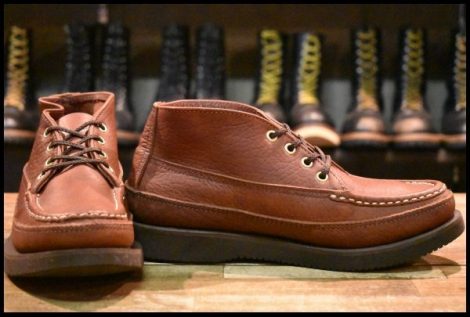 【7.5D 箱付 美品】RUSSELLMOCCASIN ラッセルモカシン スポーティングクレーチャッカ ダブルモカシン ブラウン シボ革 ブーツ HOPESMORE