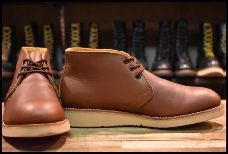 【8D 箱付 美品 羽タグ 99年】レッドウィング 595 チャッカ 茶 ブラウン ビブラム 短靴 レースアップ 編み上げ ブーツ redwing HOPESMORE