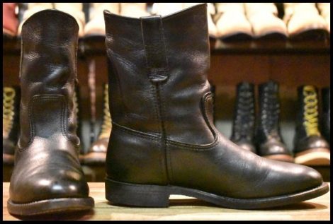 【7D 箱付 良品 旧羽タグ 86年】レッドウィング 345 ペコス 黒 ポリッシャブルブラックカウハイド ビンテージ ブーツ pecos HOPESMORE