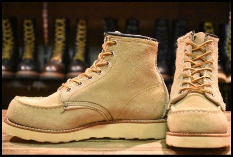 【4E 良品 羽タグ 00年】レッドウィング 8173 スエード アイリッシュセッター タン ラフアウト モックトゥ ブーツ redwing HOPESMORE