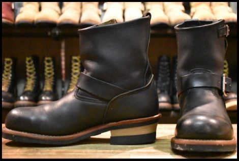 【7D 良品 08年】レッドウィング 8182 ショート エンジニア 黒 ブラック ハーネス スチールトゥ ブーツ redwing 2976 HOPESMORE
