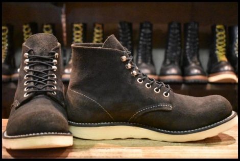 【8D 良品 10年】レッドウィング 8174 黒スエード アイリッシュセッター ブラック ラフアウト プレーントゥ ブーツ redwing HOPESMORE