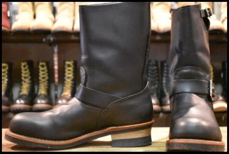 【9D 美品 09年】レッドウィング 2268 エンジニア 黒 ブラッククローム スチールトゥ プルオン ブーツ redwing HOPESMORE