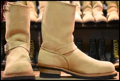 【9D 美品 PT99プリント 旧シルエット 05年】レッドウィング 8268 スエード エンジニア スチールトゥ ベージュ ブーツ redwing HOPESMORE