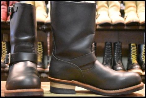 【9D 美品 09年】レッドウィング 2268 エンジニア 黒 ブラッククローム スチールトゥ プルオン ブーツ redwing HOPESMORE