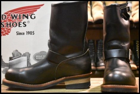 【8D 箱付 良品 08年】レッドウィング 2268 エンジニア 黒 ブラッククローム スチールトゥ プルオン ブーツ redwing HOPESMORE