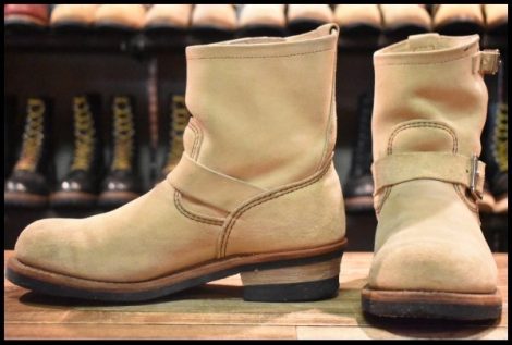 【8.5D 良品 09年】レッドウィング 2965 スエード ショートエンジニア ホーソーンアビレーンラフアウト ブーツ redwing HOPESMORE