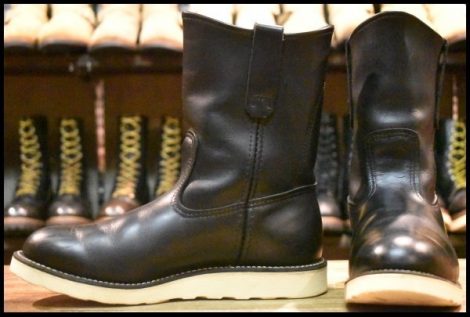 【7E 良品 10年】レッドウィング 8169 ペコス 黒 ブラッククローム プルオン クッションソール ブーツ redwing pecos HOPESMORE