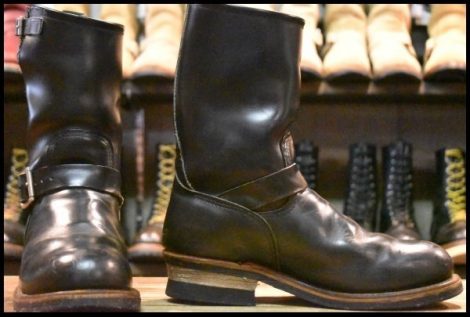 【7.5D 良品 PT99刺繍】レッドウィング 2268 エンジニア 黒 ブラッククローム スチールトゥ プルオン ブーツ redwing HOPESMORE