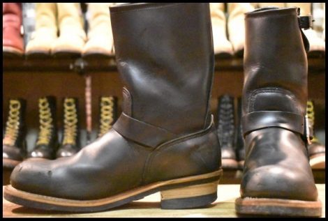 【9D 良品 PT99プリント 旧シルエット 05年】レッドウィング 2268 エンジニア 黒 ブラッククローム ブーツ redwing HOPESMORE