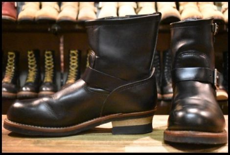 【9D 良品 11年】レッドウィング 2976 ショート エンジニア 黒 ブラッククローム スチールトゥ プルオン ブーツ redwing HOPESMORE