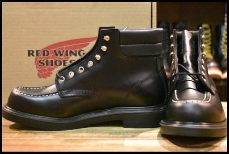 【9.5E 箱付 未使用 23年】レッドウィング 8133 スーパーソール 黒 ブラッククローム モックトゥ 編み上げ ブーツ redwing HOPESMORE