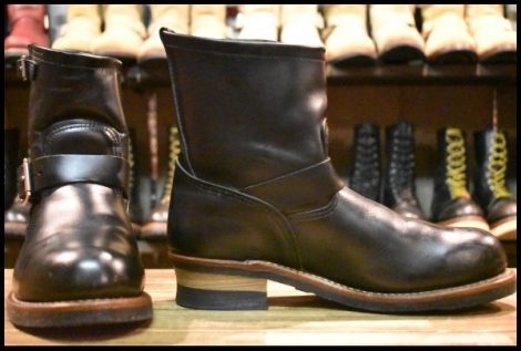 【9D 良品 11年】レッドウィング 2976 ショート エンジニア 黒 ブラッククローム スチールトゥ プルオン ブーツ redwing HOPESMORE