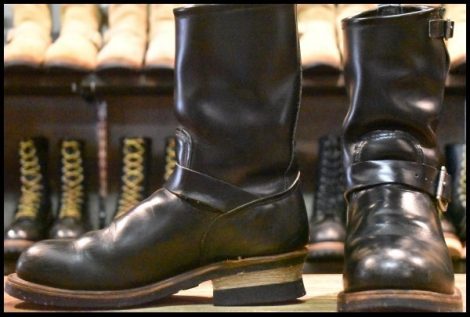 【7.5D 良品 PT99刺繍】レッドウィング 2268 エンジニア 黒 ブラッククローム スチールトゥ プルオン ブーツ redwing HOPESMORE