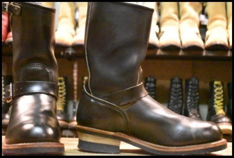 【7.5D 美品 PT91刺繍】レッドウィング 2268 エンジニア 黒 ブラッククローム スチールトゥ プルオン ブーツ redwing HOPESMORE