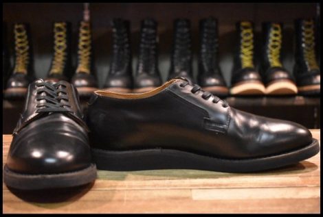 【8.5D 良品 22年】レッドウィング 101 ポストマン シューズ 黒 ブラック シャパラル 短靴 ローカット 編み上げ ブーツ redwing HOPESMORE