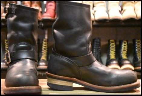 【7.5D 良品 12年】レッドウィング 2268 エンジニア 黒 ブラッククローム プルオン スチールトゥ ブーツ redwing HOPESMORE